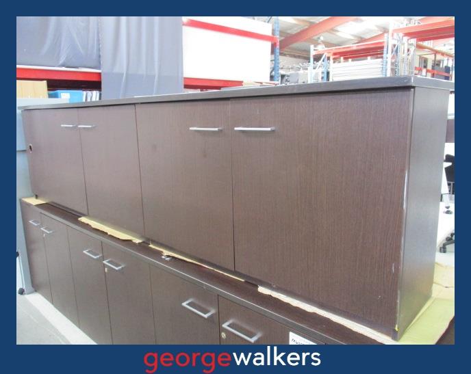 PR6359  Chocolate Woodgrain  Office Credenza 2.7M - George Walkers Office Furniture Megastore