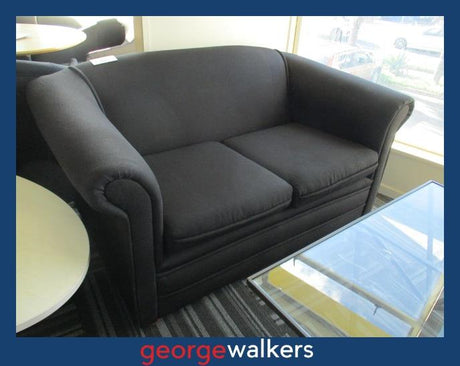 PR5856  Black  Rolled Arm Couch - George Walkers Office Furniture Megastore