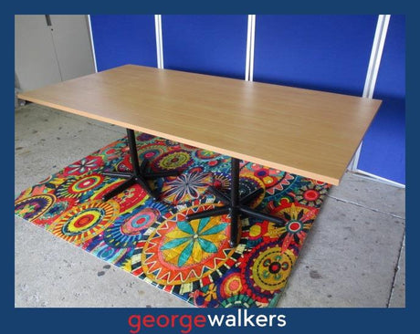 PR6212  Tawa  Meeting Table 2M - Melteca Top with Black Star Bases - George Walkers Office Furniture Megastore