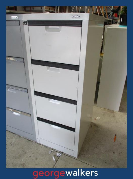 PR6612  Pale Grey Metal  4 Drawer Filing Cabinet with Key - George Walkers Office Furniture Megastore