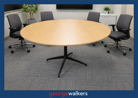PR6663  Woodgrain  Round Meeting Table 1.2M - George Walkers Office Furniture Megastore