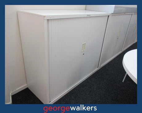 PR5758  White Precision Tambour - George Walkers Office Furniture Megastore