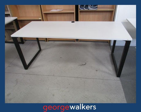 DESK – VIDAK – 1.8M – WHITE / BLACK – COMMERCIAL – PR6953 - George Walkers Office Furniture Megastore
