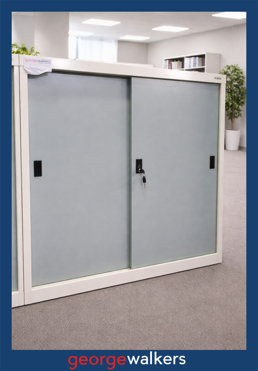 PR5847 - Kiosk Living Metal Grey/Cream Cabinet - George Walkers Office Furniture Megastore