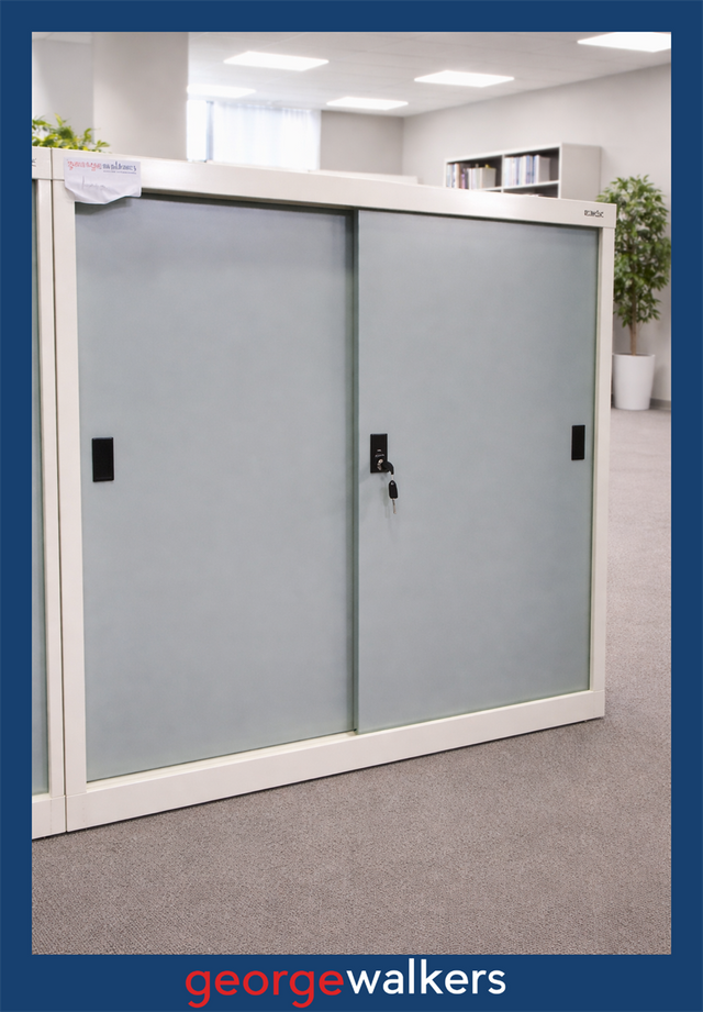 PR5847 - Kiosk Living Metal Grey/Cream Cabinet - George Walkers Office Furniture Megastore