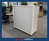PR6334  White  Single Door Tambour Cupboard - George Walkers Office Furniture Megastore