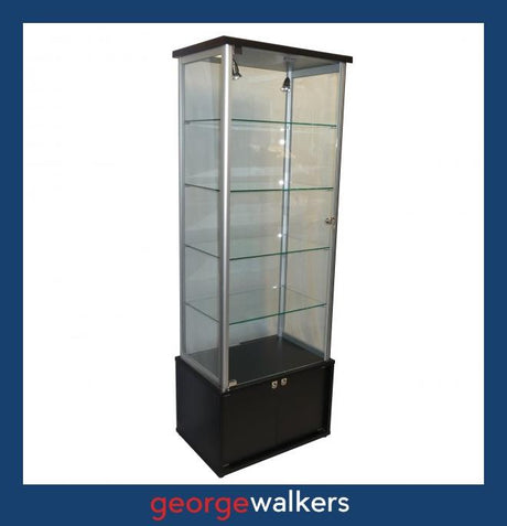 S3003  Black  Glass Display Tower - George Walkers Office Furniture Megastore