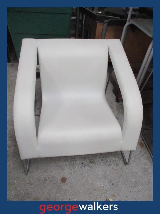 VL63  White Leather  Reception/Visitor Chair - George Walkers Office Furniture Megastore