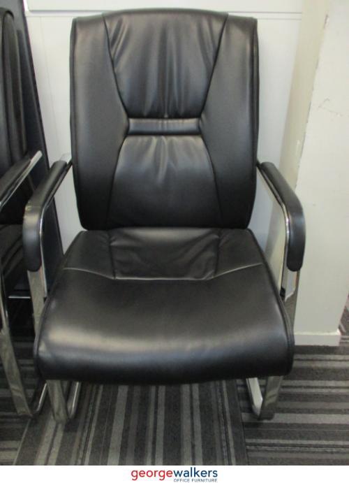 Chair - Reception Chair - Sled Type Legs - Metal - Black - 500 x 500 x 800mm
