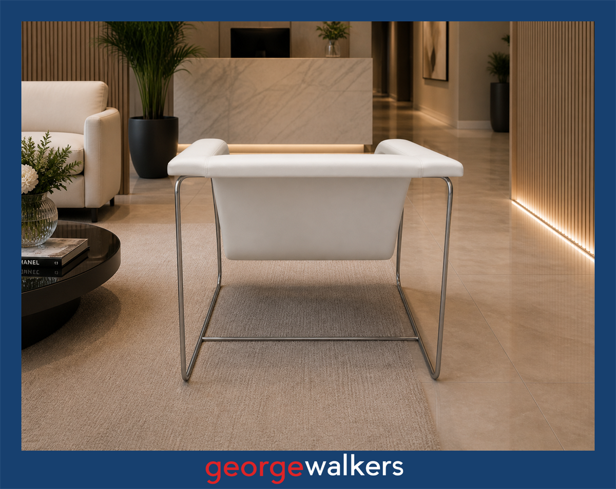 VL63  White Leather  Reception/Visitor Chair - George Walkers Office Furniture Megastore