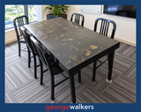 Table – Black/gold foil – Industrial metal frame – 1.46m – PR7026