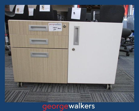 PR4976 - White/Maple Mobile Caddy - George Walkers Office Furniture Megastore