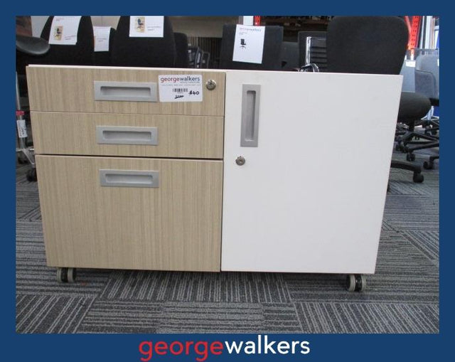 PR4976 - White/Maple Mobile Caddy - George Walkers Office Furniture Megastore