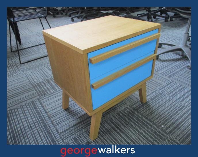 PR5928  Wood/Blue  Bedside Drawer - George Walkers Office Furniture Megastore