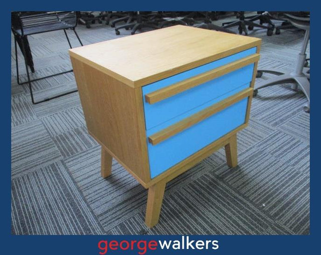 PR5928  Wood/Blue  Bedside Drawer - George Walkers Office Furniture Megastore