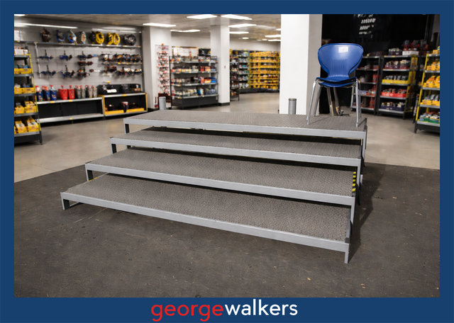PR5246 - Grey Heavy Duty Tiered Display Shelving - George Walkers Office Furniture Megastore