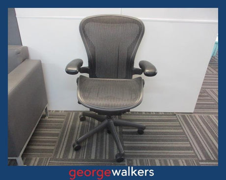 PR6153  Grey Herman Miller Aeron Office Chair (Size B)  RRP $2500 NEW - George Walkers Office Furniture Megastore