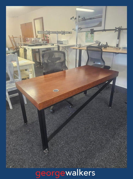 PR6561  Oak Finish  Industrial Modern Office Desk - George Walkers Office Furniture Megastore