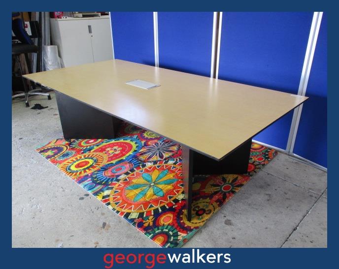 PR6210  Large Boardroom Table - Beech Laminate with Tech Port - George Walkers Office Furniture Megastore