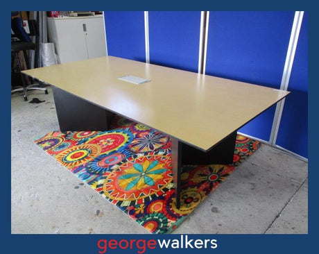 PR6210  Large Boardroom Table - Beech Laminate with Tech Port - George Walkers Office Furniture Megastore