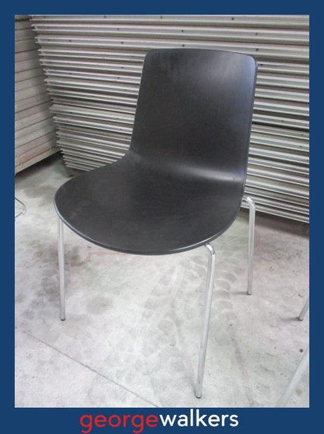 Lottus chair - Enea - Stackable - Black/chrome - RRP $600+ - PR7043 - George Walkers Office Furniture Megastore