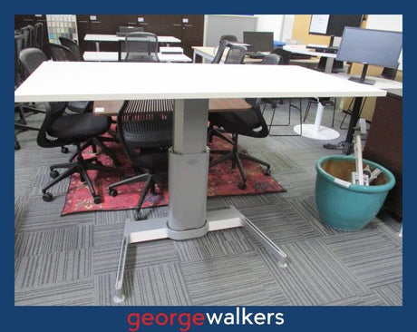 PR6363  White  Height Adjustable Sit/Stand Desk - George Walkers Office Furniture Megastore