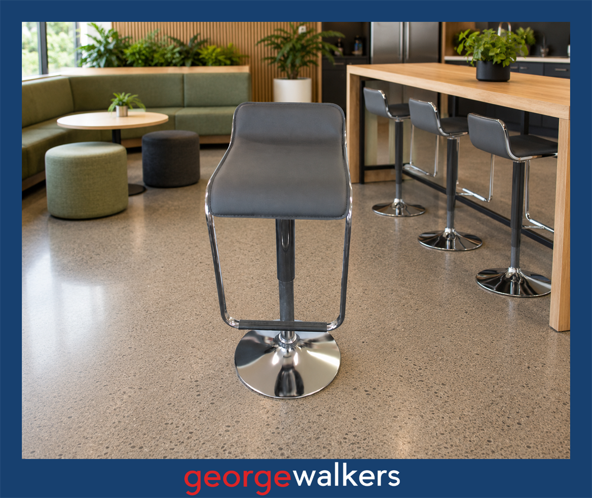Bar Stool - Adjustable - Modern - Black/Chrome - PR6192 - George Walkers Office Furniture Megastore