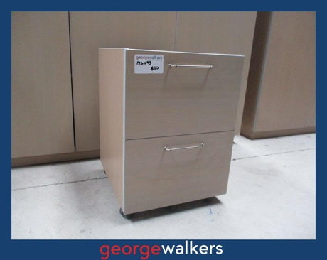 PR6493  Whitewashed Beech Melteca  2 Drawer Mobile - George Walkers Office Furniture Megastore
