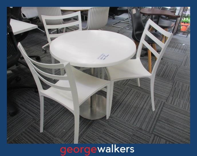 PR6566  White  Cafe Table & Chair Set - George Walkers Office Furniture Megastore