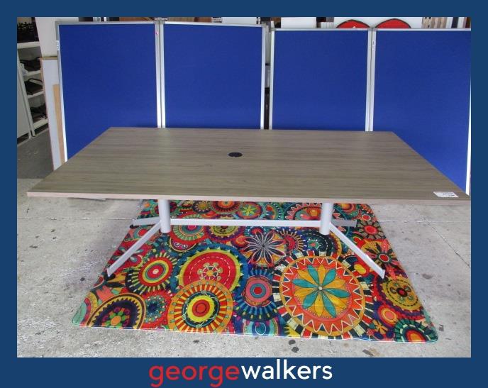 PR6218  Boardroom Meeting Table - Woodgrain Melteca with Grey Metal Base - George Walkers Office Furniture Megastore