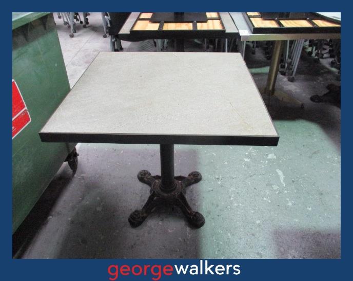 CAFE TABLE – STONE TILE TOP – ORNATE METAL BASE – 800MM – PR6943