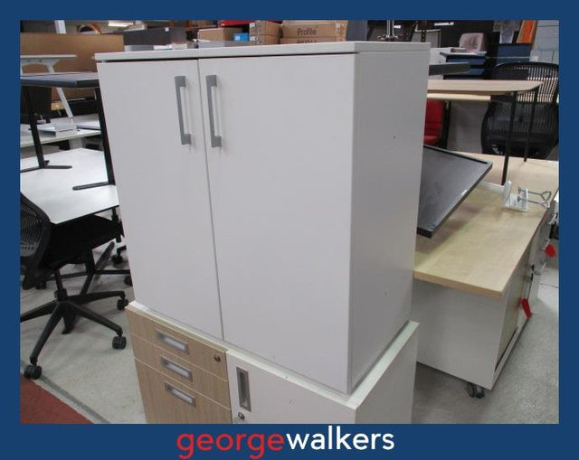 PR6352  White  2 Door Cupboard - George Walkers Office Furniture Megastore