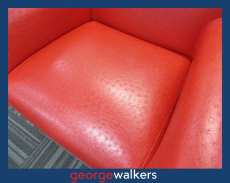 PR5889  Red Leatherette  Low Armchair - George Walkers Office Furniture Megastore