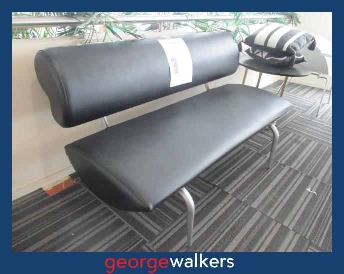 Reception bench – Executive lounge – Black leather – RRP $6,000 – PR7024