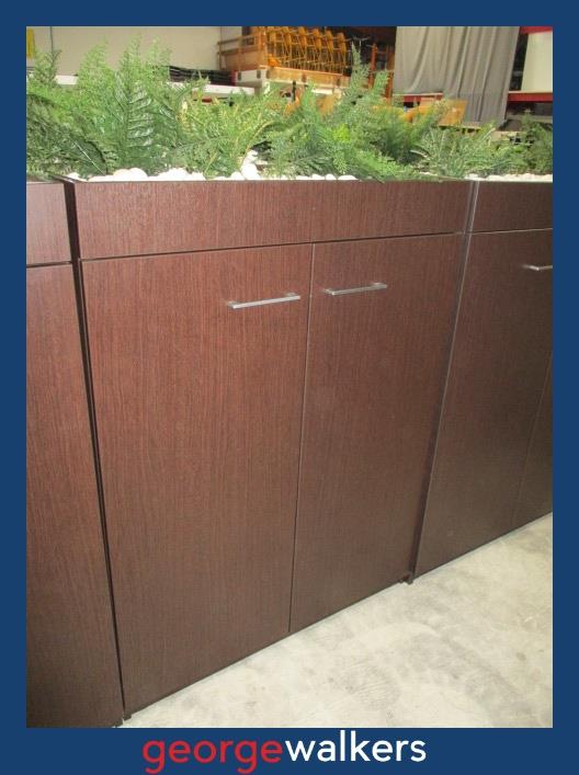 PR6330  Dark Wood  Melteca 2 Door Planter Cupboard original RRP $1200 - George Walkers Office Furniture Megastore