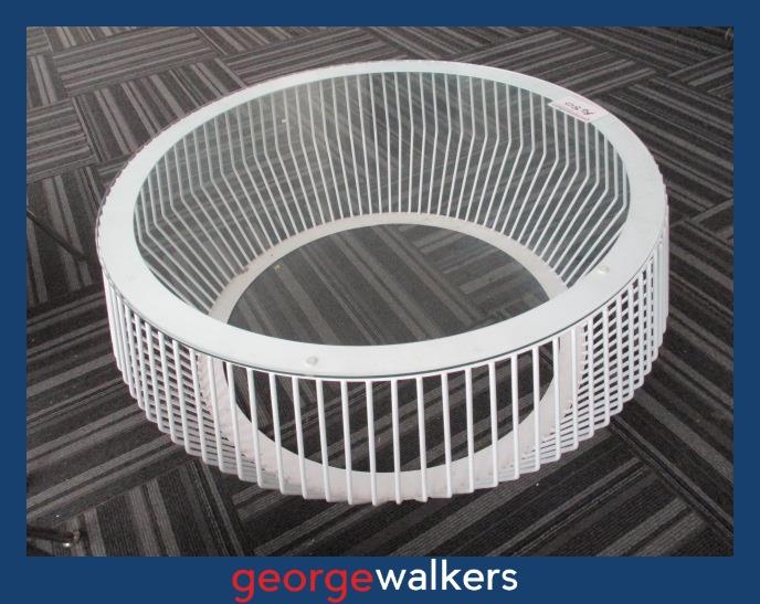 Coffee table – Basket style – Glass top – White – 90cm – PR7023