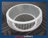 Coffee table – Basket style – Glass top – White – 90cm – PR7023