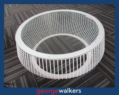 Coffee table – Basket style – Glass top – White – 90cm – PR7023 - George Walkers Office Furniture Megastore