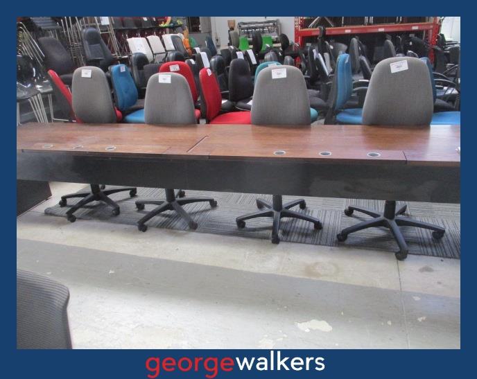VL117  Dark Woodgrain  Large Multi User Workstation - George Walkers Office Furniture Megastore