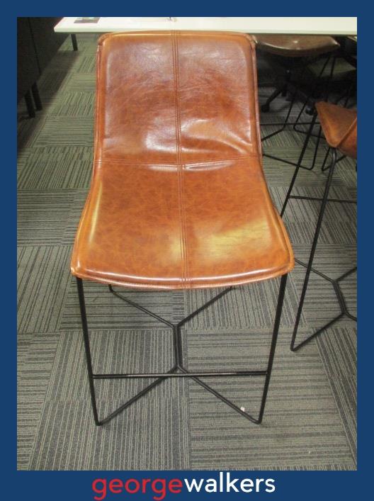 BARSTOOL – BROWN LEATHER-LOOK – BLACK METAL FRAME – 72CM – PR6949