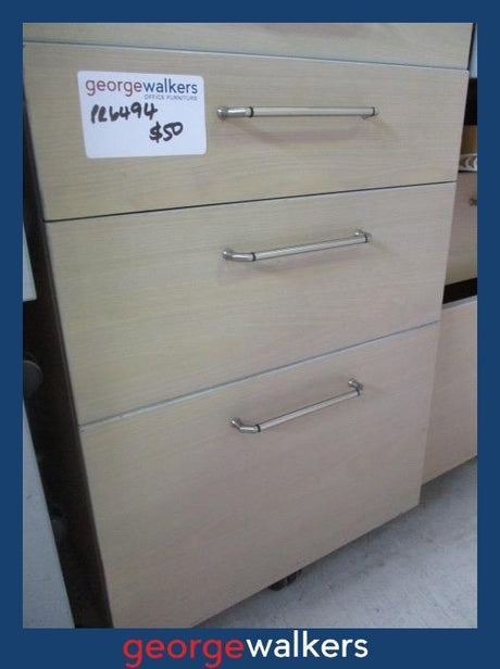 PR6494  Whitewashed Beech Melteca  3 Drawer Mobile - George Walkers Office Furniture Megastore