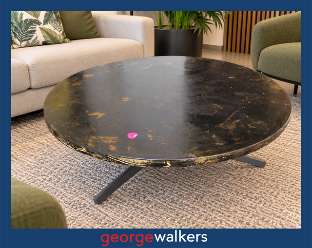Coffee table – Round – Black/gold foil – 90cm – PR7028 - George Walkers Office Furniture Megastore