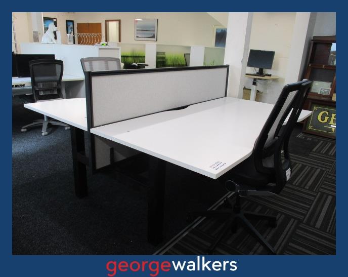 PR5932  White  2 Man Pod Desk - George Walkers Office Furniture Megastore