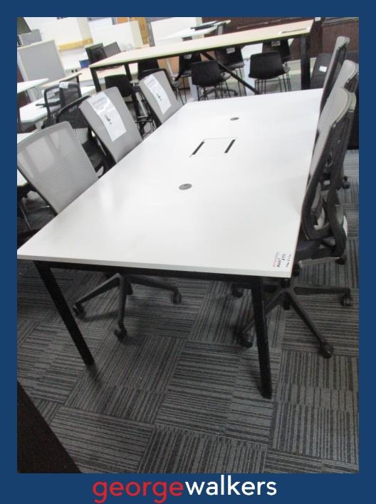 PR6367  White Boardroom Table with Tech Port Access - George Walkers Office Furniture Megastore