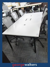 PR6367  White Boardroom Table with Tech Port Access - George Walkers Office Furniture Megastore