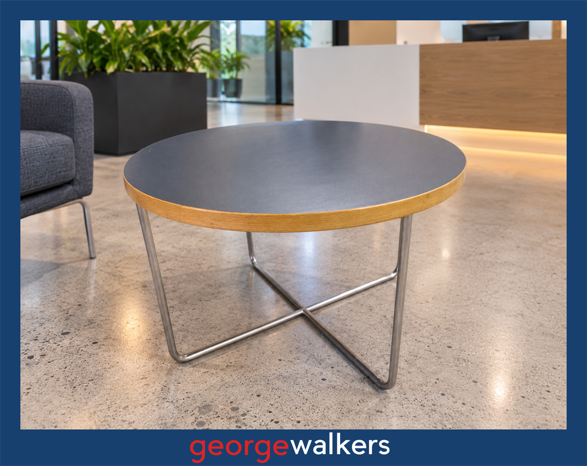 Coffee table - UFL - Round - Chrome cross base - RRP $700+-PR7045