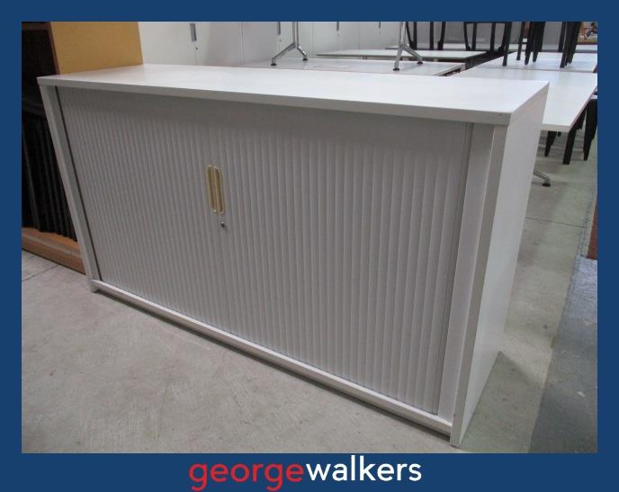 PR5958  White  Tambour - George Walkers Office Furniture Megastore