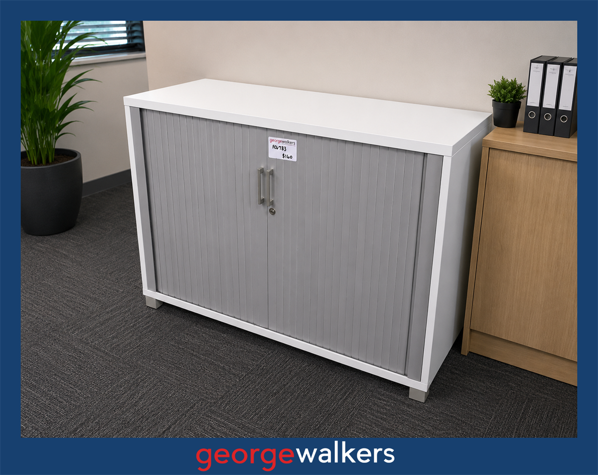 Tambour Storage Cupboard White