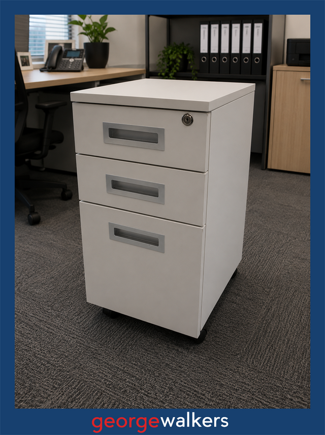 PR6750  White Slimline Mobile Drawer - George Walkers Office Furniture Megastore