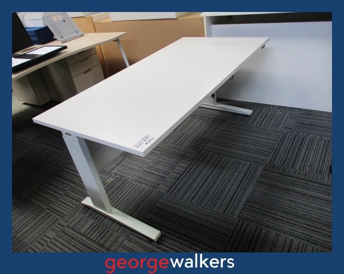 PR6384  White  Electric Height Adjustable Desk 1.6M - George Walkers Office Furniture Megastore